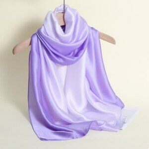 Purple Ombre Satin Long Scarf